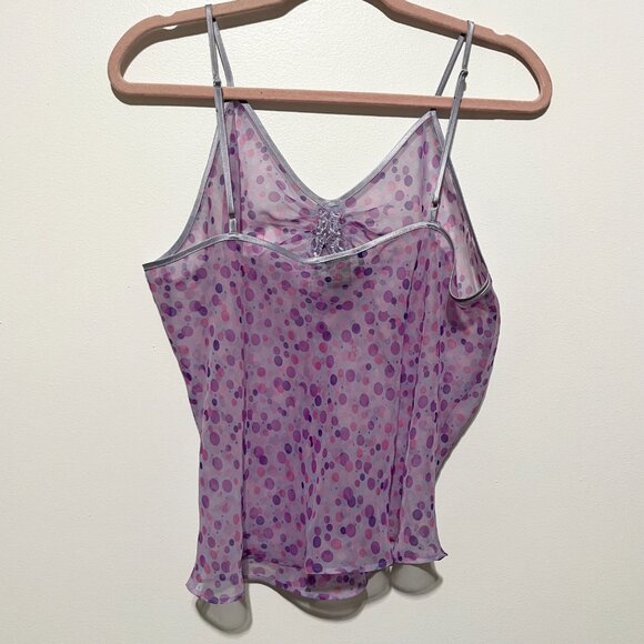 Jones NY Womens Sheer Chiffon Camisole Size XL Purple Polka Dot Fairycore Y2K - Picture 3 of 9